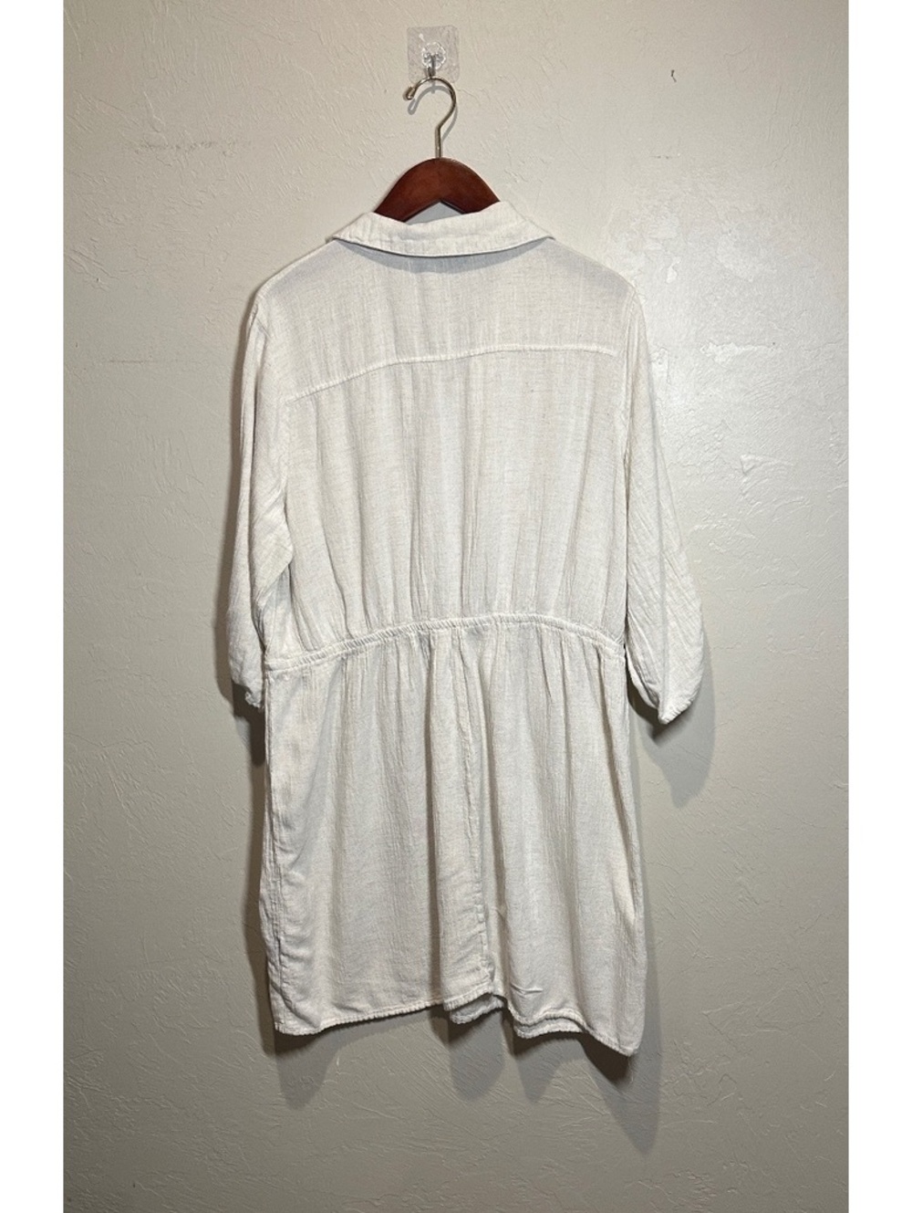 Mile Gabrielle Women's 3X White Rayon Cotton Blend Shirt Dress